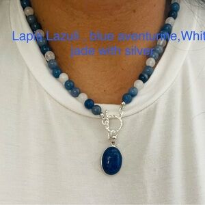 Handmade necklace with natural lapis lazuli pendant